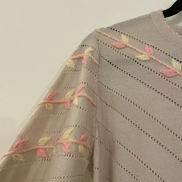 Molli Beige Long Sleeve Top with Pink Accents - Picture 5 of 13